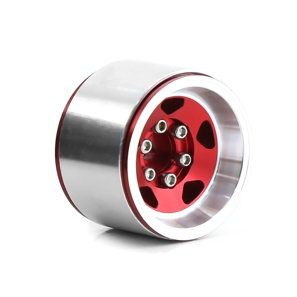 4PCS 1.0 Inch Aluminum Alloy Beadlock Wheel Hub Rims for RC Crawler Car Axial SCX24 1/18 TRX4M Wheels Parts, Red