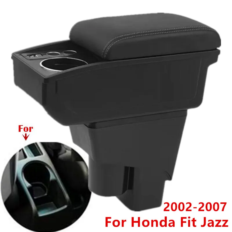 For Honda Jazz Armrest Box for Honda Fit Jazz 1 Car Armrest Double-Layer Storage Box 2002-2007 Interior Retrofit Car Accessory