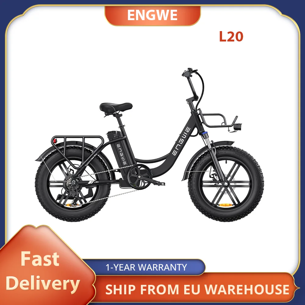 ENGWE L20 Electric Bike 20*4.0 inch Fat Tire 250W Motor 25km/h Max Speed 48V 13Ah Battery 140km Mileage Adult Ebike LED Light