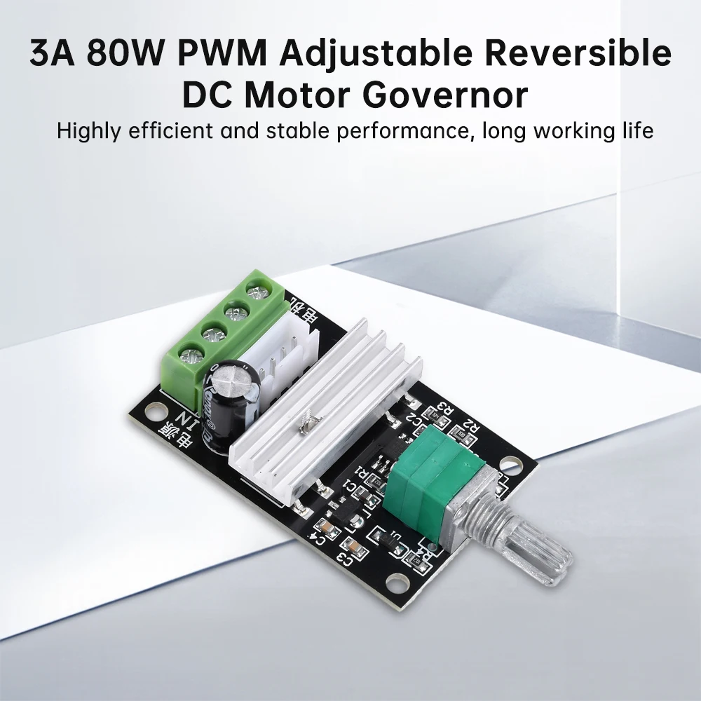DC6-28V 3A 80W PWM DC Motor Speed Controller Regulator Adjustable Variable Speed Reversible Switch Control Potentiomet