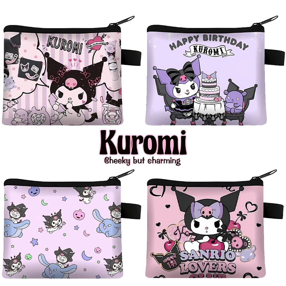 Sanrio Kuromi Coin Purse Cartoon Letter Bags Zipper Wallet Square Key Card Bag Children Storage Pocket Fashion Pack Card Holder