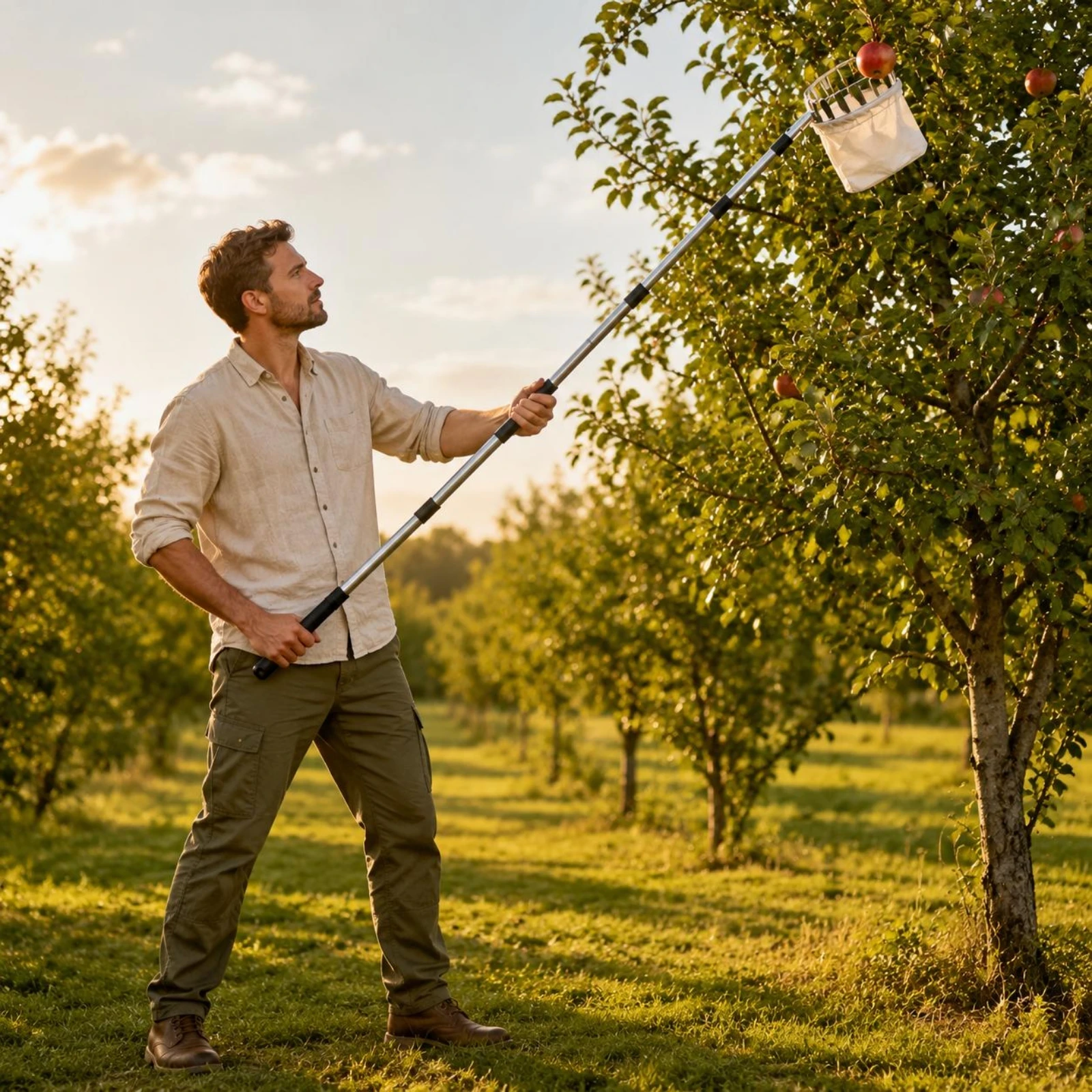 Fruit Picker Basket Telescopic Pole - Raccogli Frutta Telescopico in Acciaio Inossidabile