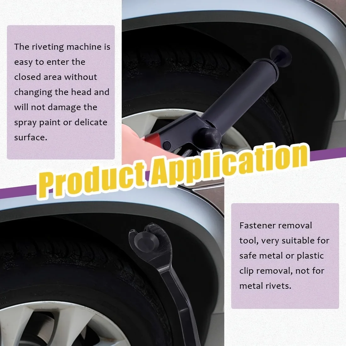 42Pcs Rivet Gun Set with 40Pcs 4Sizes Nylon Blind Rivets and 1Pcs Fastener Removal Tool, Hand Riveter Suitable for Automotive