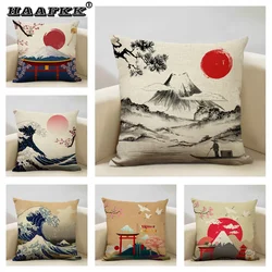 Japan Mount Fuji Ukiyo-e Retro Cushion Cover Sofa Pillowcase Home Decor Pillow Case 45x45cm Linen Home Textile Products