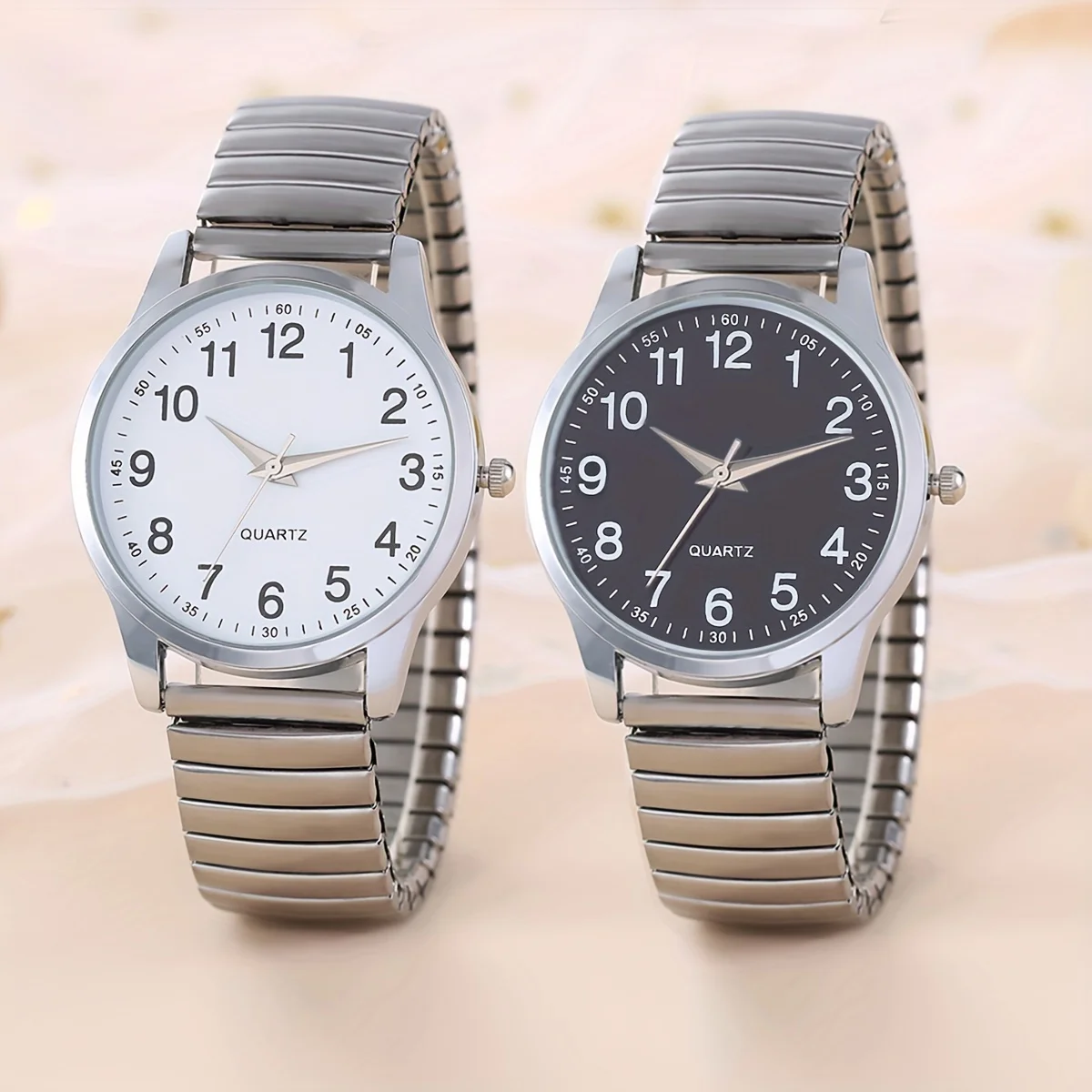 

1/2pcs Business Leisure Couple Quartz Watch Fashion Analog Stainless Steel Wrist Watch, Valentine's Day Gift For Women Men