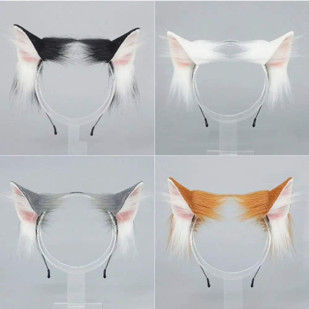 New Realistic Cat Ear Headband Handmade Lolita Cat Tail Set Plush Simulation Animal Ears Party Props