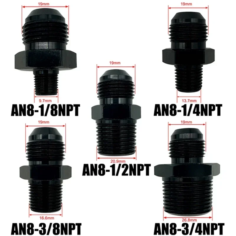 4X 4AN 6AN 8AN 10AN 12AN a 1/4 "1/8" 3/8 "3/4" NPT adaptador de enfriador de aceite macho recto manguera de combustible tubo rosca ajuste acampanado