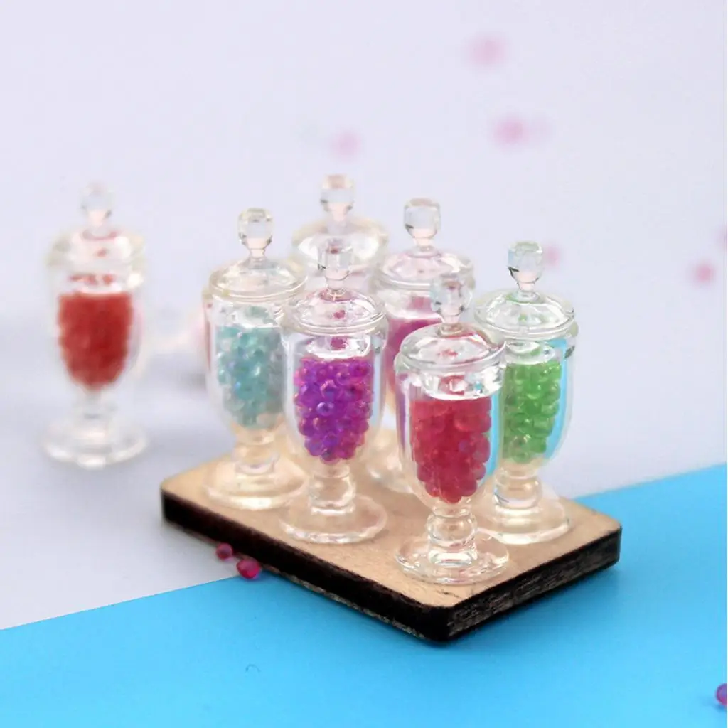 Miniaturowe słoiczki na żywność, plastikowe pojemniki na słodycze do domku dla lalek, akcesoria do mini kuchni, realistyczny mini zestaw zabawek