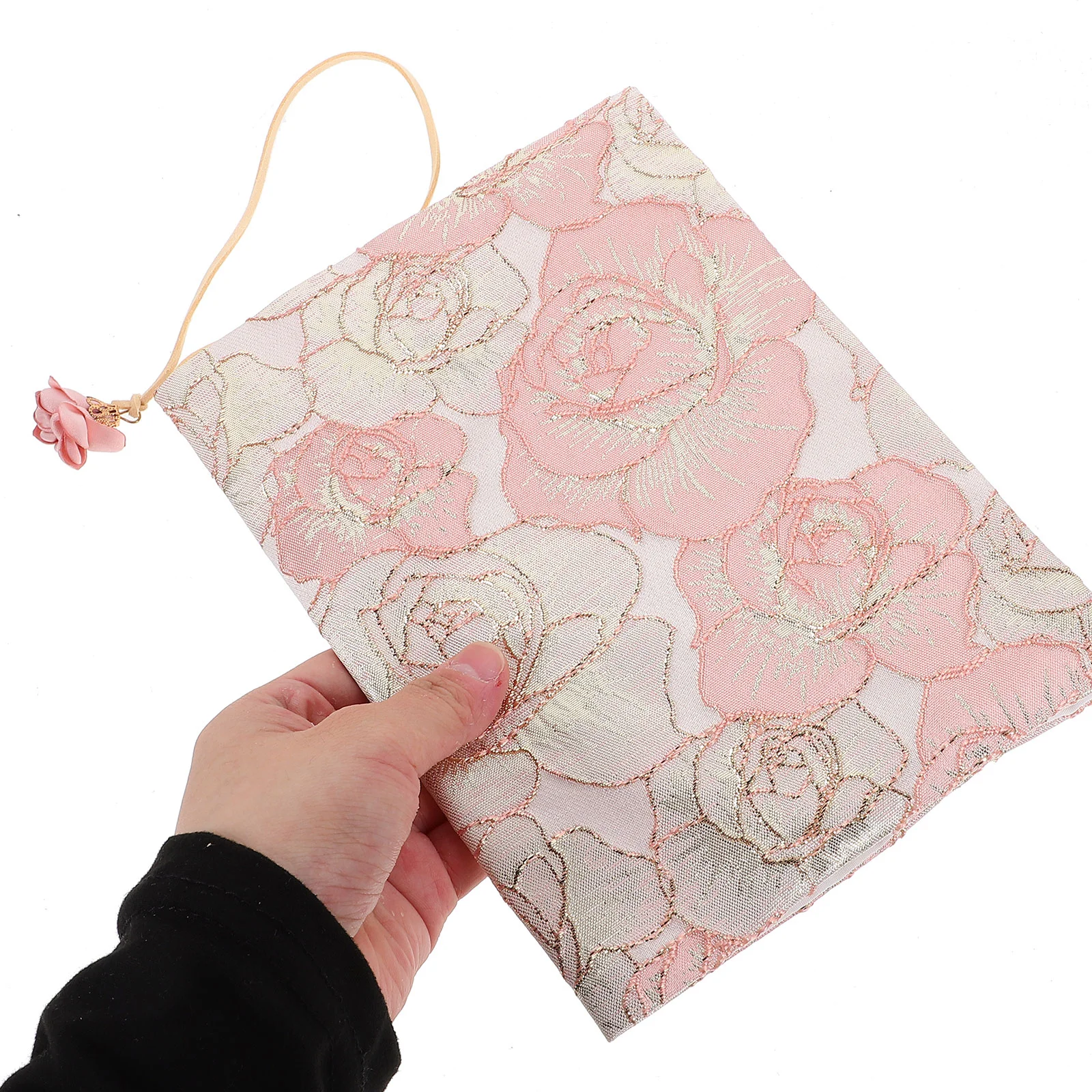 Funda de tela para cuaderno de notas, Protector de manga hecho a mano, decoración elegante, protector creativo para rosa