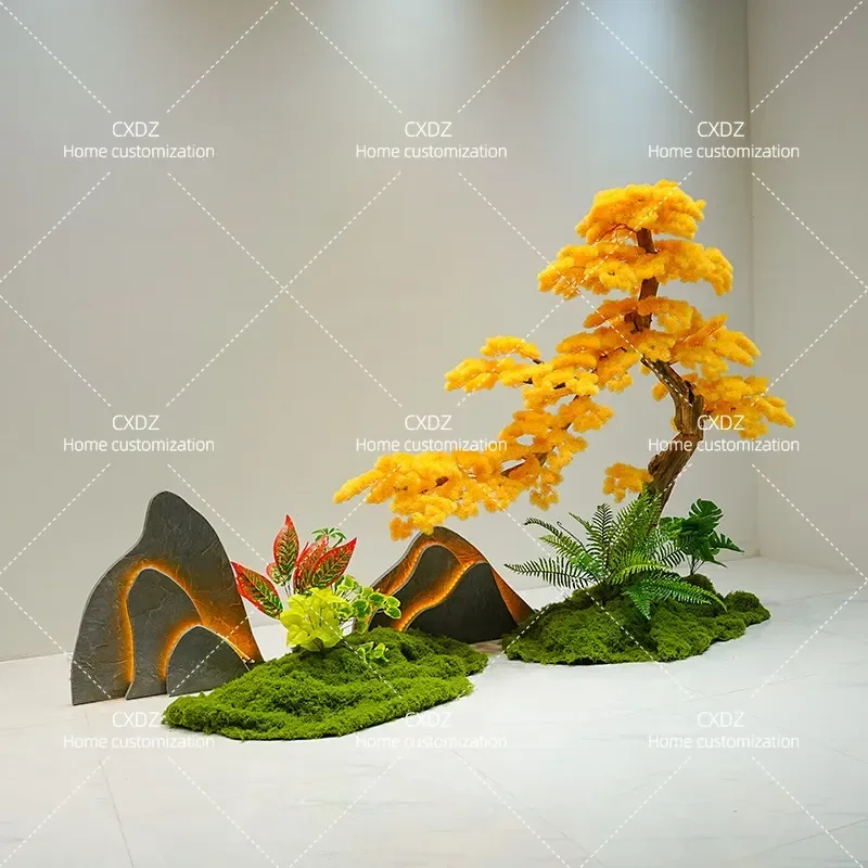 Simulated Welcome Pine Large Tree Golden Pine Lohan Pine False Tree Hotel Stairs Landscape Decoration Ornament