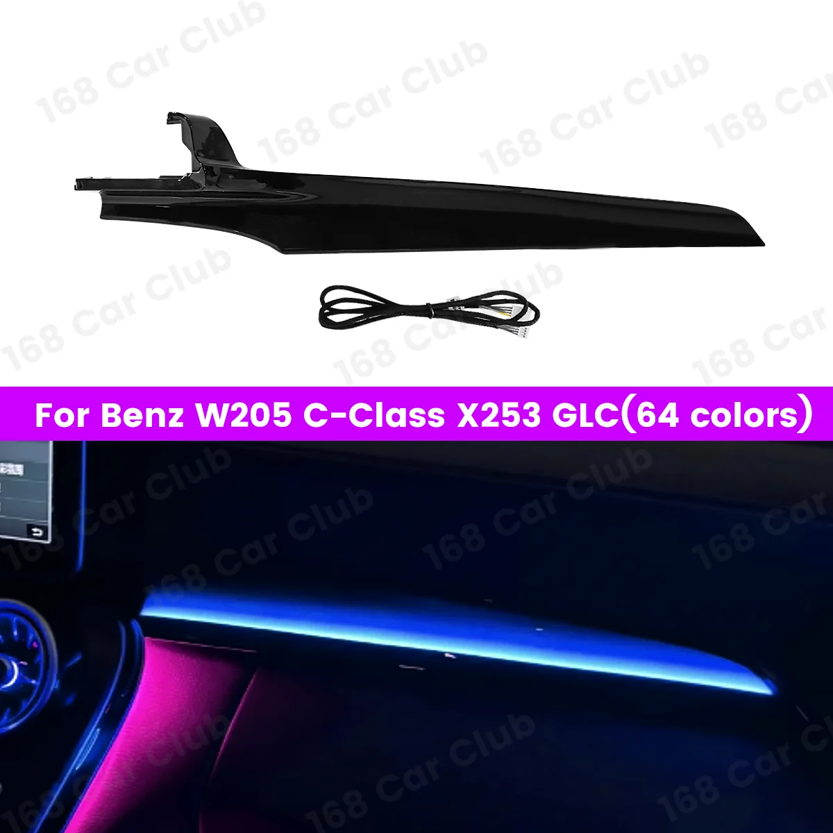 

LED Copilot Lamp Ambient Light For Mercedes Benz Car W205 X253 C43 C63 Coupe GLC C-class 64 Color RGB Passenger Instrument Panel