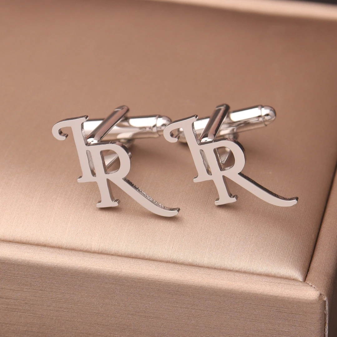 Custom Stainless Steel Cufflinks for Groom Men's Initials & Logo Personalized Wedding Best Man Jewelry Gift