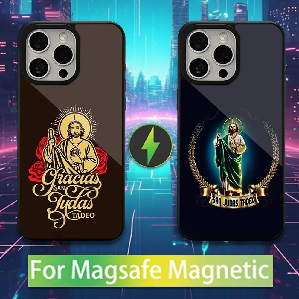 

San Judas Tadeo Religious For iPhone Mini,13,Max,11,15,17,14,Plus,12,Pro,16,For Magsafe,Magnetic Wireless Charging Case
