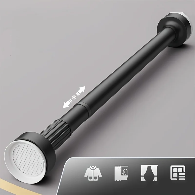 1Pc Adjustable Tension Rod, Carbon Steel Curtain Rod, No-Drill Shower Curtain Rod, Installation Curtains&Shower Curtains