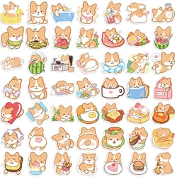 50pcs Aesthetic Transparent Cartoon Corgi Dog Stickers Pack Laptop Phone Case Sticker Scrapbooking Supplies Journal Accessories