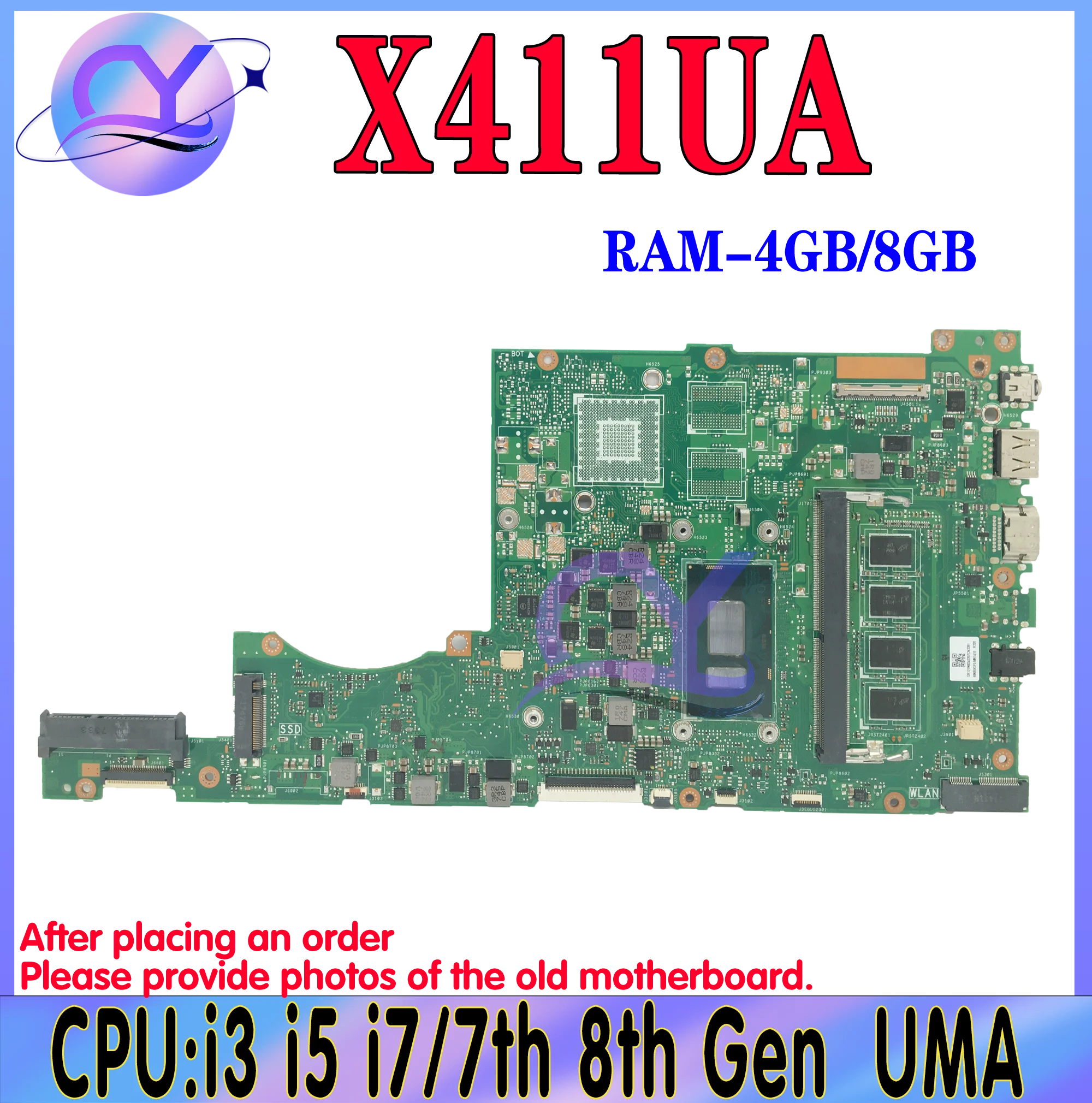 

X411UA Mainboard For ASUS Vivobook 14 X411U K411UA Laptop Motherboard I3 I5 I7 7th/8rh 4GB/8GB-RAM UMA Main Board 100% Test Ok