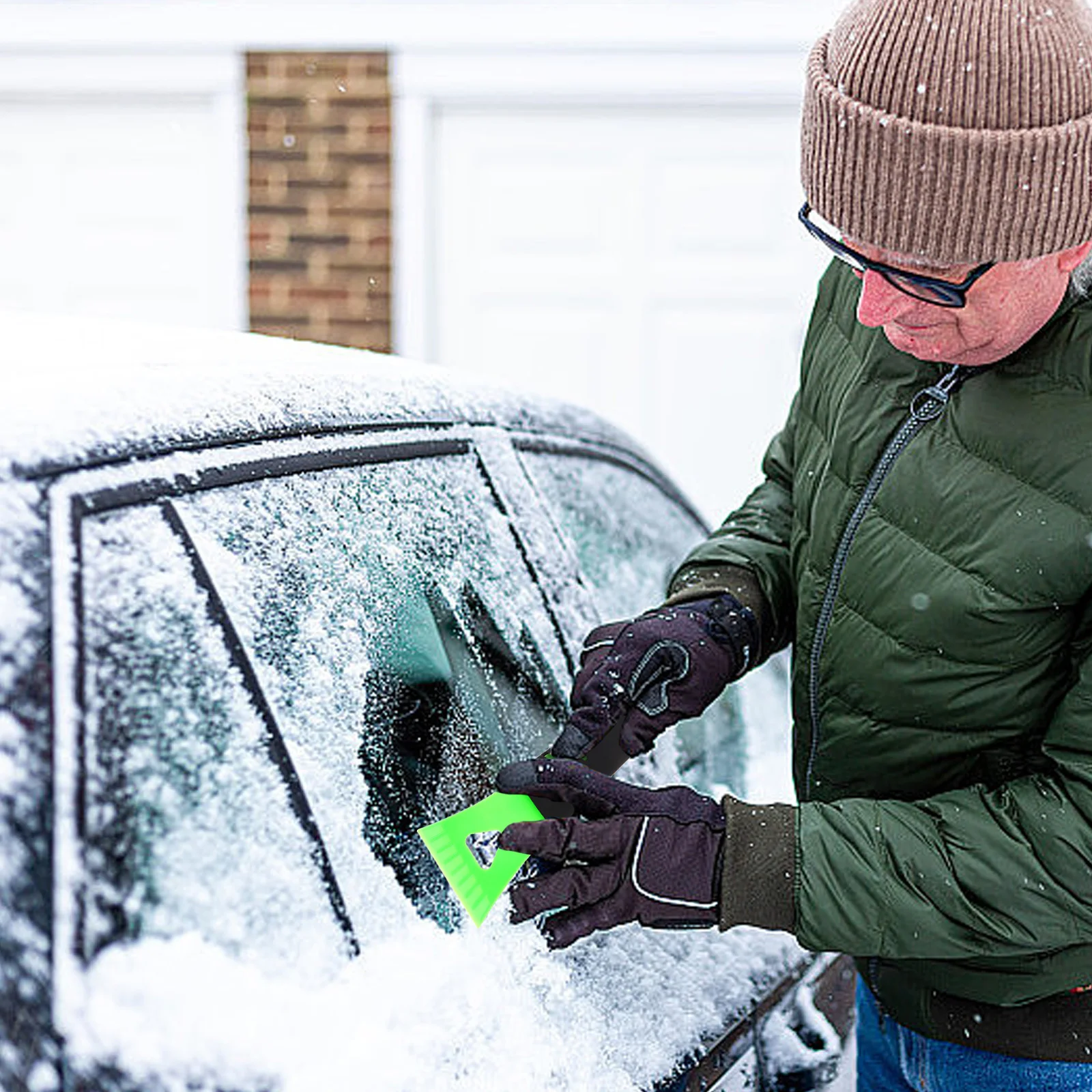 

2Pcs Mini Plastic Ice Scraper Compact Lightweight Car Windshield Snow Removal Tool and Kitchen Freezer Defrost Scraper