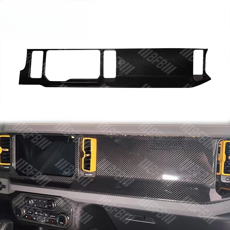 

For 2021 Up Ford Bronco Real Dry Carbon Fiber Dashboard Cover Interior Trim Dash Kit Accessory