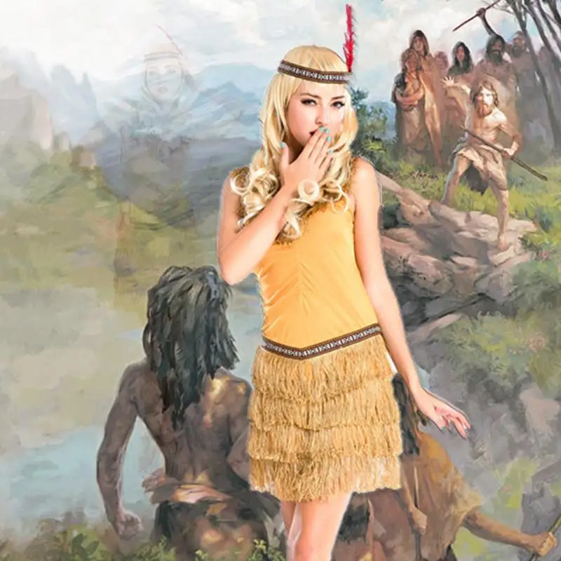 

Halloween Forest Performance Costume Tassel Wildman Indigenous Original Role Gift Women's Ethnic Stage Clothing
