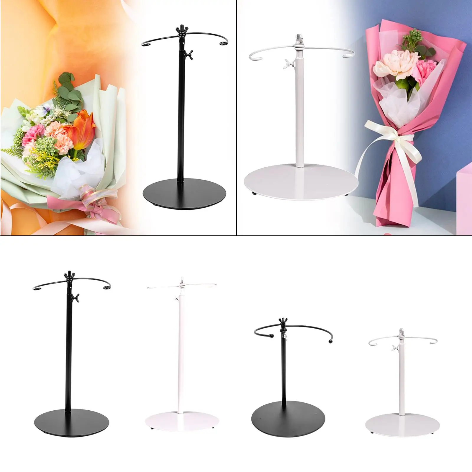 Minimalist Flower Display Stand Adjustable Metal Bouquet Holder Desktop Support for Flower Shop and Events