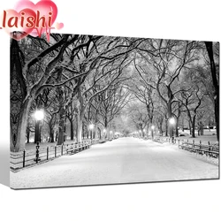 Black and white New York Central Park landscape Diamond Painting Full Square Diamond Embroidery Sale Rhinestones Pictures