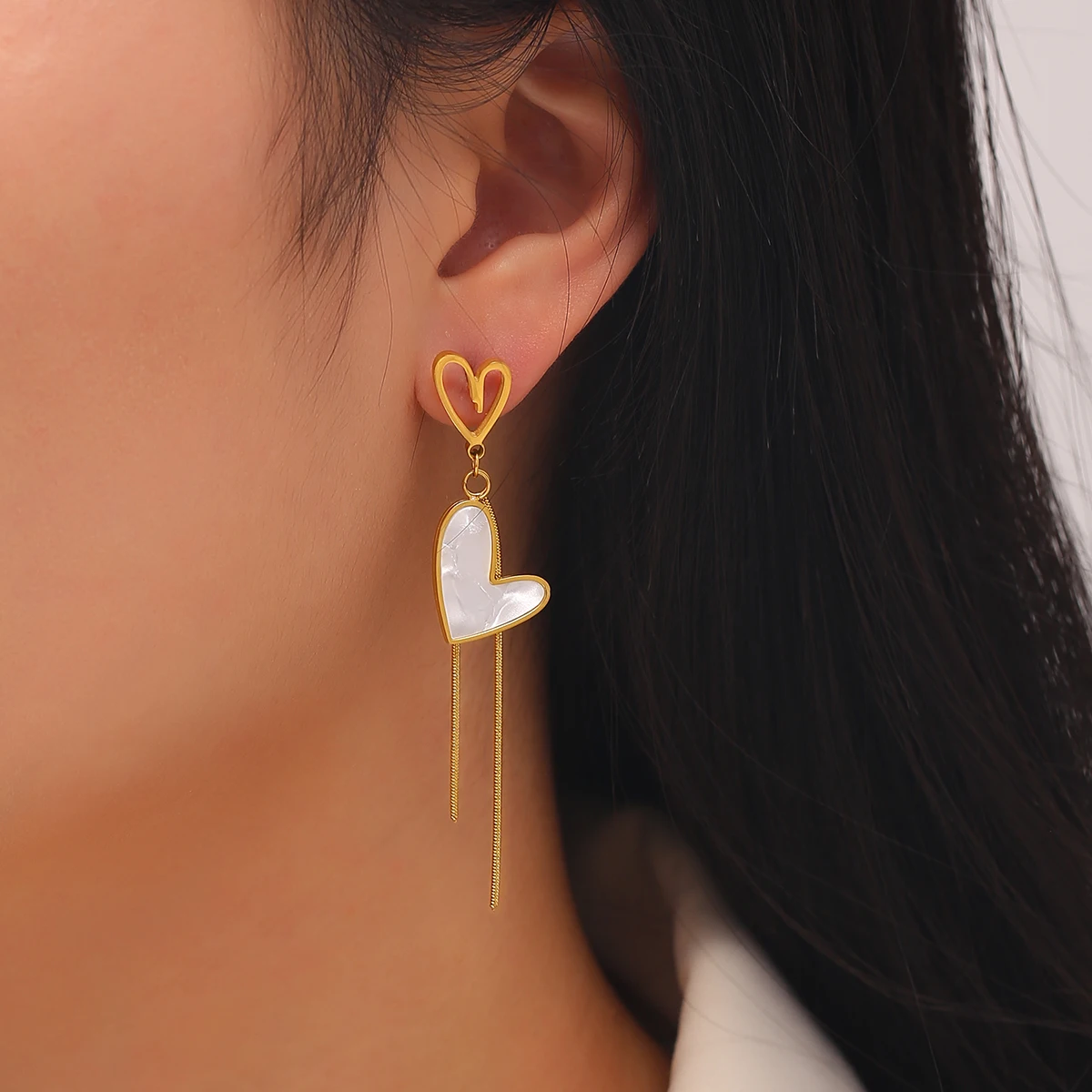 XINYIXIN-pendientes largos de acero inoxidable 316L para mujer, aretes colgantes con forma de corazón, joyería para niñas, regalos de cumpleaños y