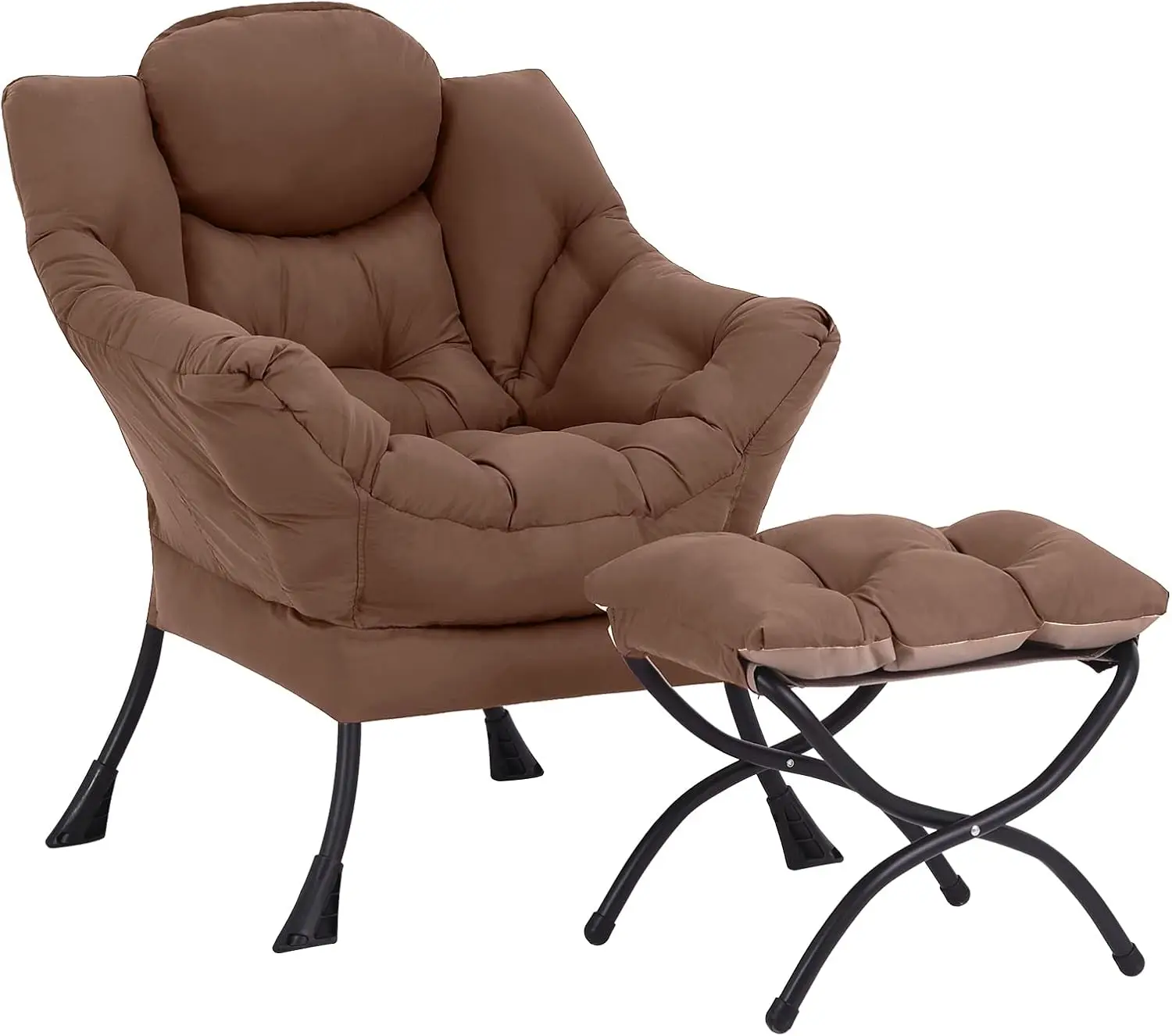 

Lazy Chair With Ottoman, Modern Accent Leisure Upholstered Sofa Chair, Contemporary Lounge Reading Chair With Armrests And A