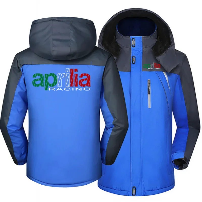 2023 New Winter Men's Aprilia Motorcycle Logo Windproof Hooded Jackets Thick Warm Coats Male Outwear Mountaineering Overcoat