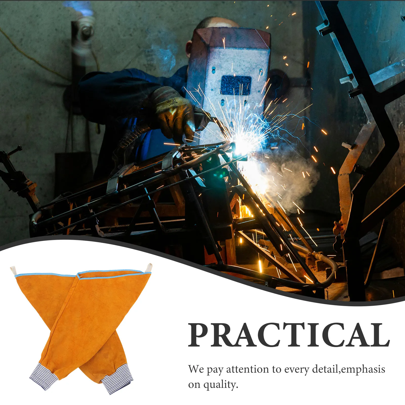 

Welding Arm Sleeves Heavy Duty Thick Split Cowhide Flame Resistant Protective Sleeves Long Length Spark Resistant Welder