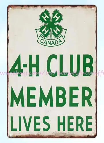 decor interior design Canadian 4-H club member lives here metal tin sign