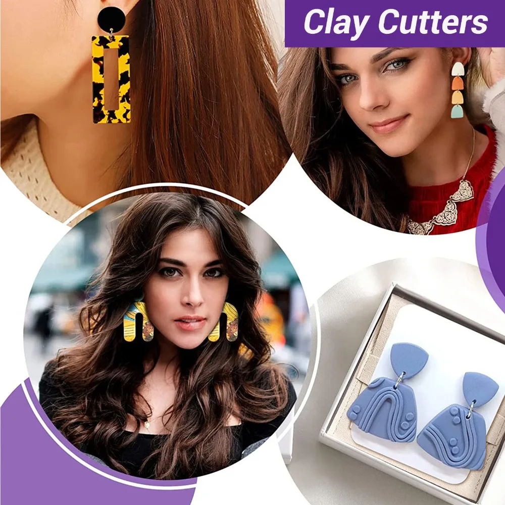 

24pcs Various Shapes Polymer Clay Cutters Plastic Green Polymer Clay Molds Clay Earring Cutters Jewelry Making Supplies