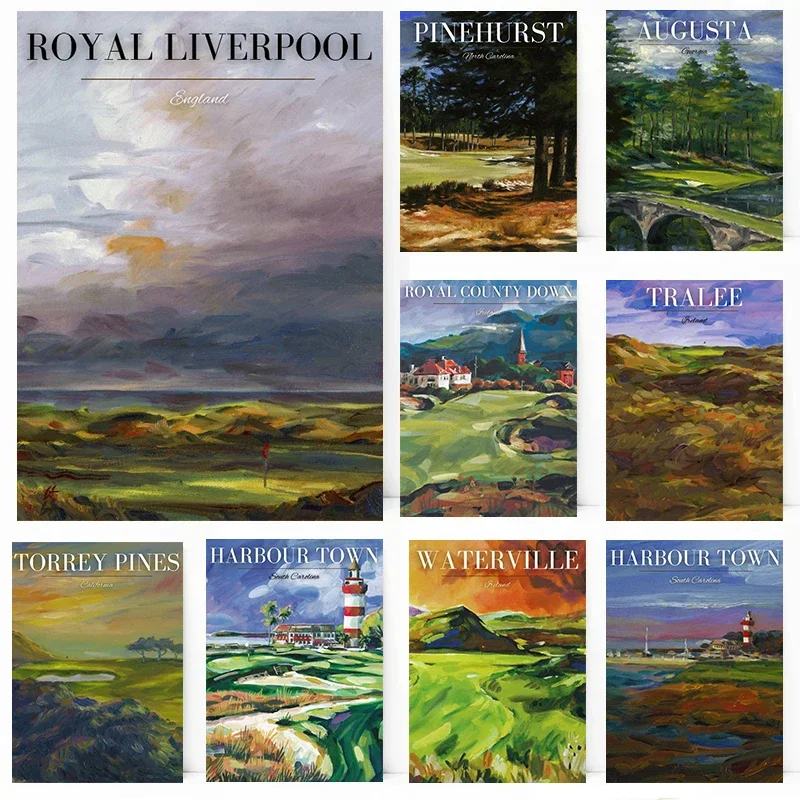 Golf Course Posters Modern Landscape Prints Canvas Painting Modern Golf Wall Art Pictures Home Living Room Sport Decoration