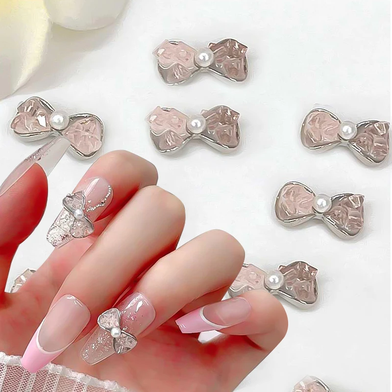 Bowknot geformte Legierung Zubehör 3d Strass steine glänzende Nagel dekorationen DIY Material Strass Dekoration Maniküre Zubehör