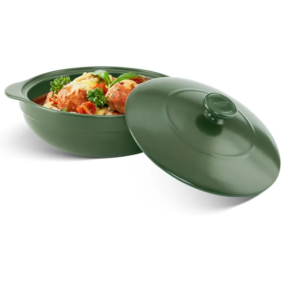 

Фарфоровая голландская духовка MINH LONG 3Qt с крышкой, свинцовая печь без кадрамиума, безопасная для 482F, термоудерживающая глиняная кастрюля для приготовления пищи на газовом инфракрасе