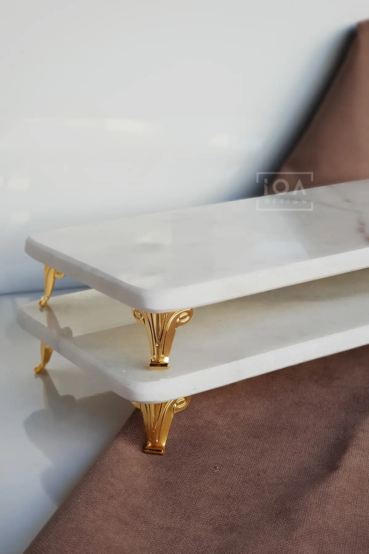 Luxury 2022 pcs real marble presentation-gold pedestal luxury tray Tea tray Tea tray