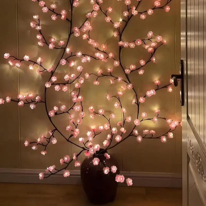 USB Powered Cherry Blossom Branch Lights 8 Modes 96LEDs String Lights for Living Room Bedroom Wedding Christmas Holiday Decor