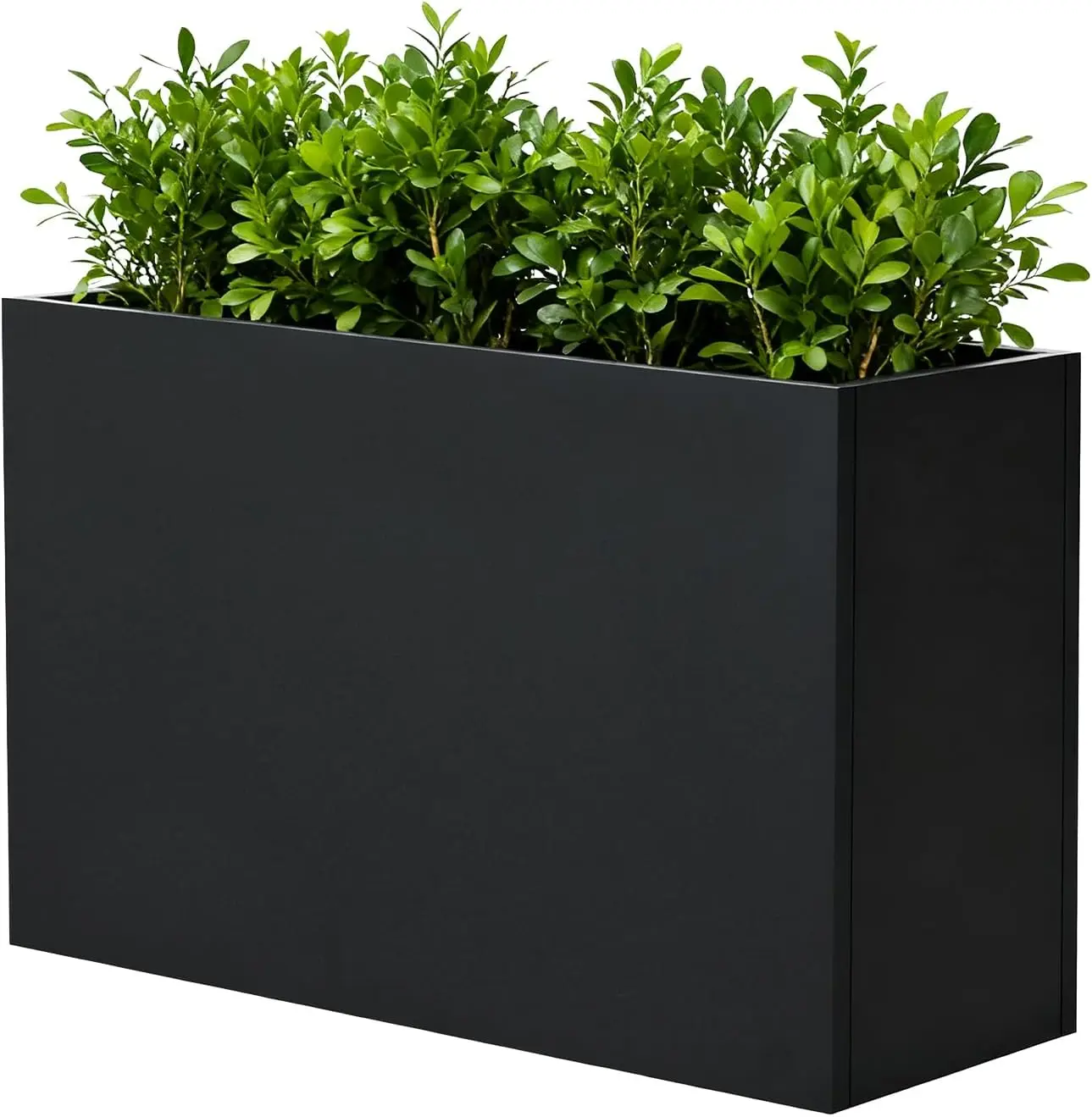 Black Steel Rectangular Tall Planter Box with Detachable Inner Storage Shelf, Indoor & Outdoor Decorative Plant Container for Yard, Garden, Patio and Household Greenery Displays