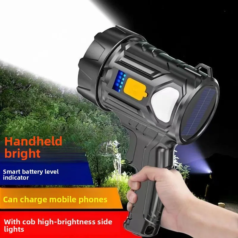 

Portable Solar Flashlight High Power Super Bright Long Throw Handheld Torch Outdoor Emergency Search Light