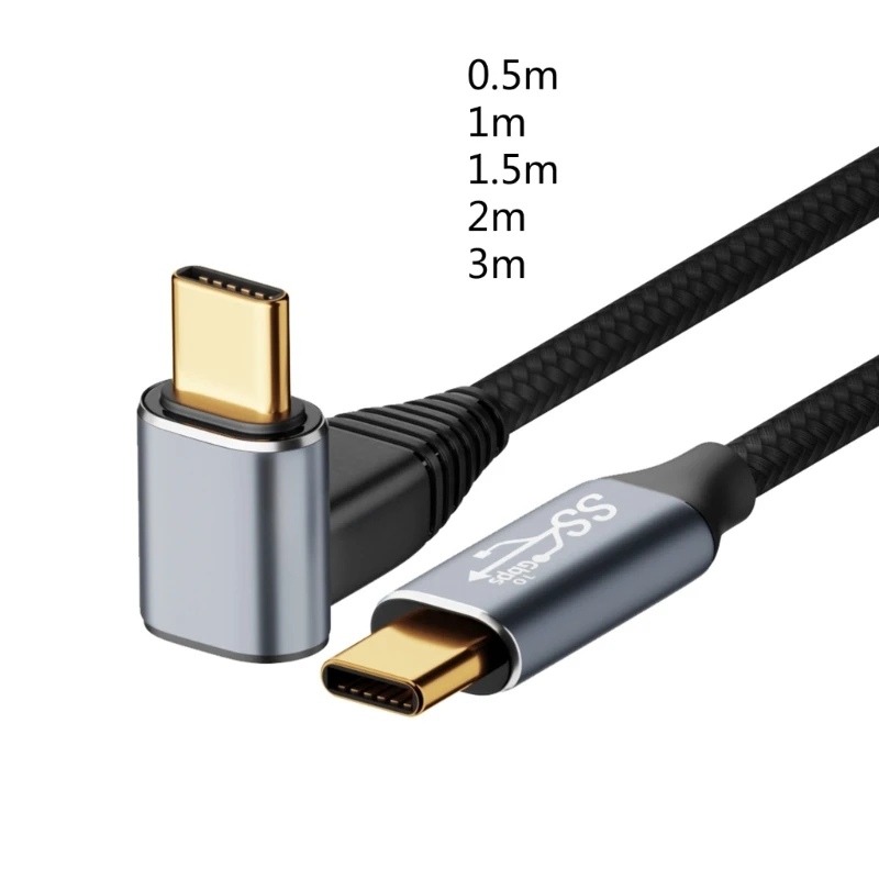 100W 10G Fast Charging Type-C To Type C Data Line Male-Male Plug 90 Degree