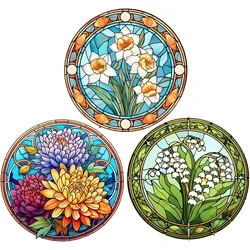 3 Styles Chrysanthemum Window Electrostatic Stickers Static Glass Sliding Door Vinyl Decals Anti-collision Home Decoration #19