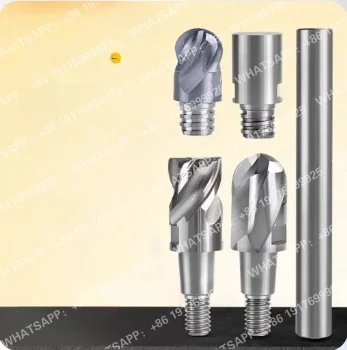 Locking Tooth Type 4-Blade Carbide Pole Ultrafine Particle End Mill Head Module Thread Connection Milling Cutter Cutter
