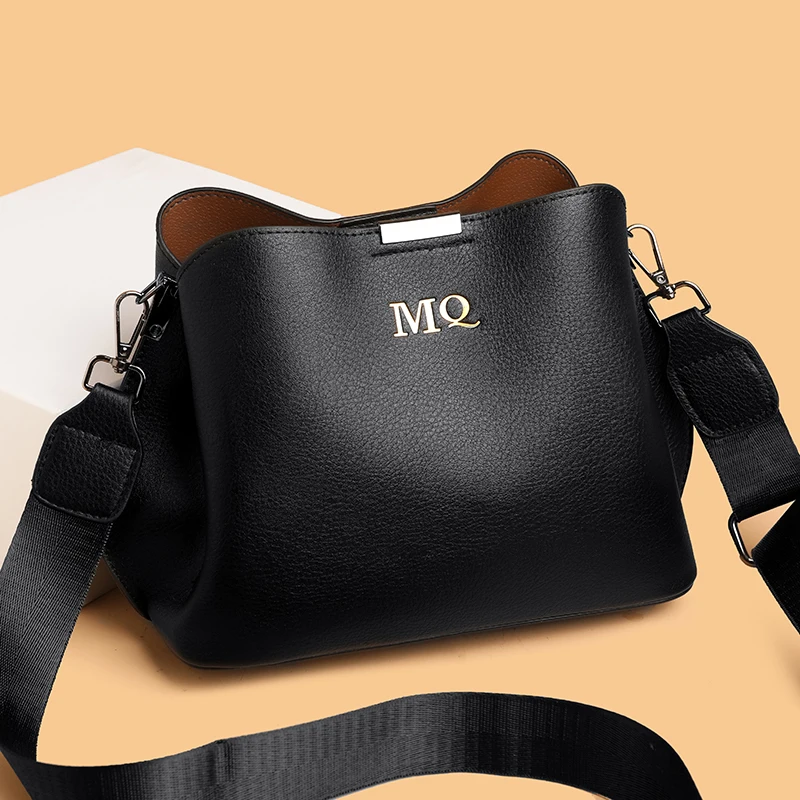 

Новая женская большая вместительная сумка через плечо из искусственной кожи, модная однотонная маленькая сумка-ведро, роскошная повседневная сумка на плечо, кошелек