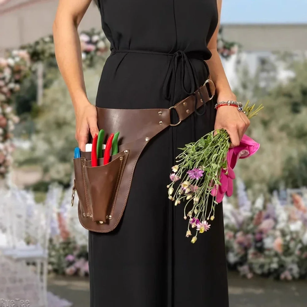 剪定用多機能ポケット付きpuガーデンツールベルトバッグ、リベット補強ツールオーガナイザーポーチ