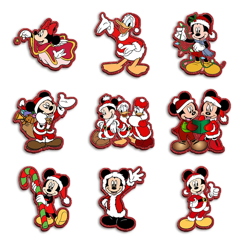 

Disney Princess Christmas Mickey Red Glitter Acrylic Charms ID Badge Clip for Festive Ornament Gift Decor Souvenir