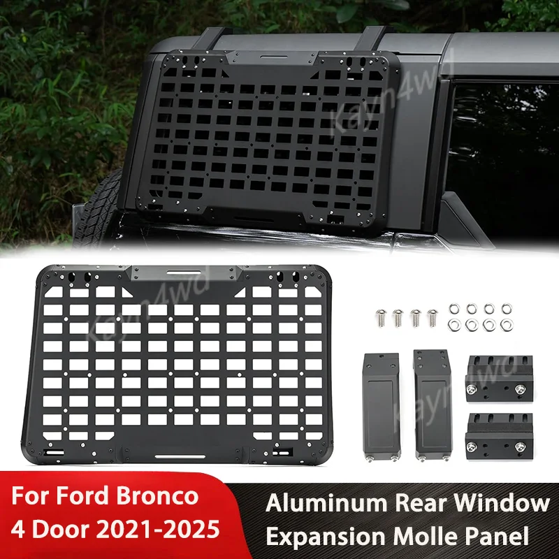 Off Road 4x4 Exterior Accessories Aluminum Rear Window Expansion Panel Molle Tactical Bracket For Ford Bronco 4 Door 2021-2025