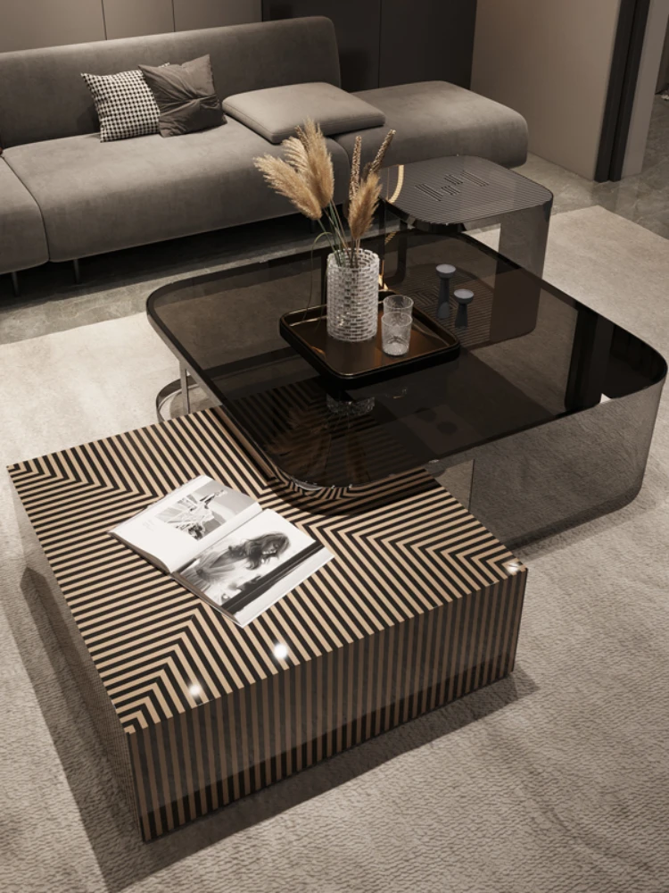 ZL Light Luxury Glass Coffee Table Living Room Simple Modern High-End Elegant Minimalist