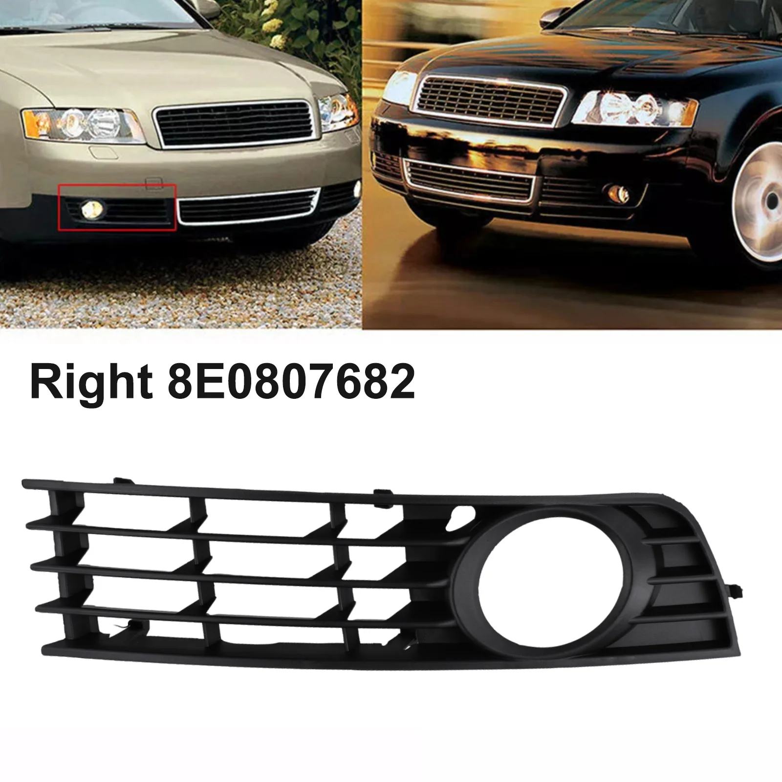 Front Left Right Bumper Fog Light Cover Grille Grill For A4 B6 Sedan 2001-2005  Easy Installation Stable Characteristics