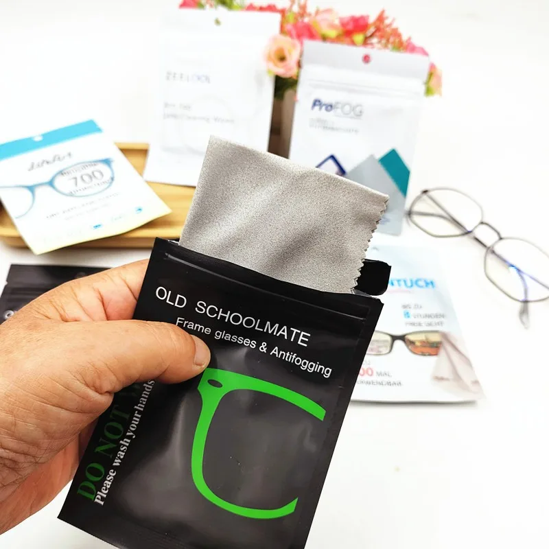 1/100Pcs Super Anti-fog Glasses Cloth for Eyeglasses Wipes Lens Cloth Defogger Suede Pre-moistened Chamois Sunglasses Wipes