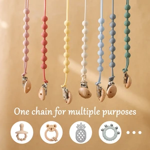 Faia Holzkauen Perlen -Schnuller Clips Schaufensterpuppenkette Neugeborenen Kettenhalter Schnuller 8 Hauptverlängerungsseil - №5
