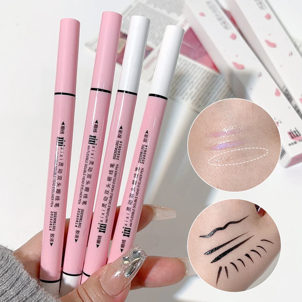 Magische Zelfklevende Eyeliner Gel Pen 2in1 Waterdichte Langdurige Dual-Head Eyeliner En Valse Wimper Lijm Potlood Snel Drogen